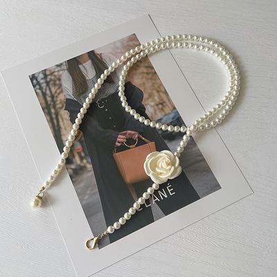 Catena per la vita con perle, fiori decorativi, cintura sottile per la vita, gonna da donna, casual, dolce, vento