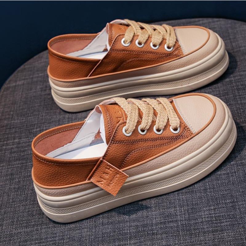 Fashion New Women's Outdoor Sports Shoes Thick Soled Casual Fashion Lace Up Running Shoes Comfortable Solid Color Vulcanized Shoes