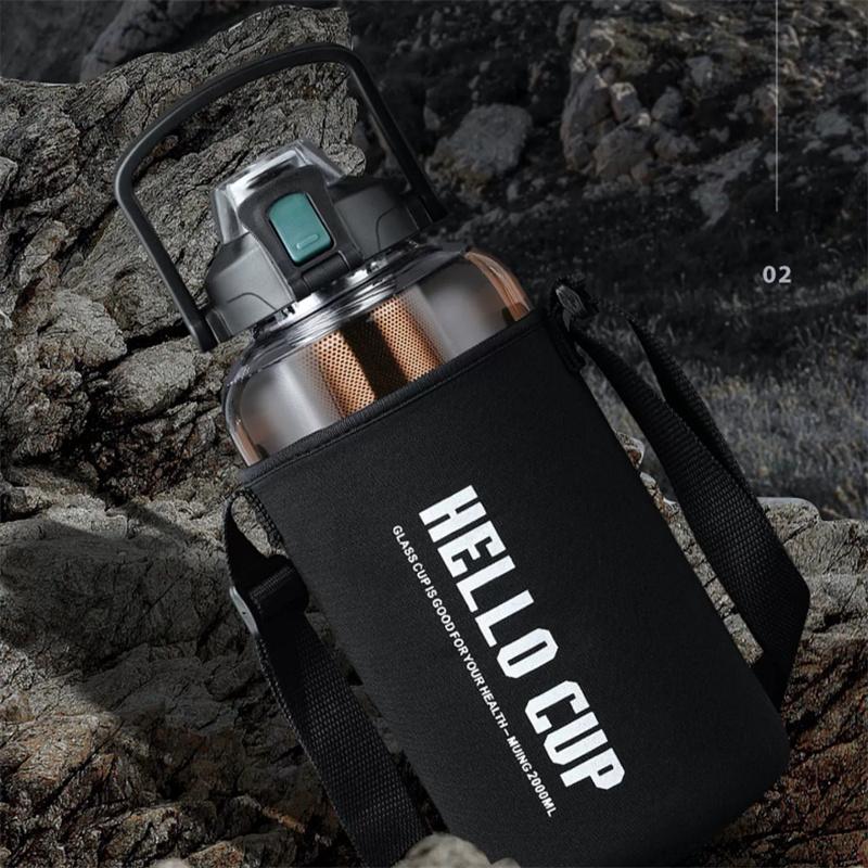 Large Capacity 800ml-2000ml Glass Water Bottles With Tea Strainer Travel Portable Tea Infuser Bottle For Sport Camping Drinkware