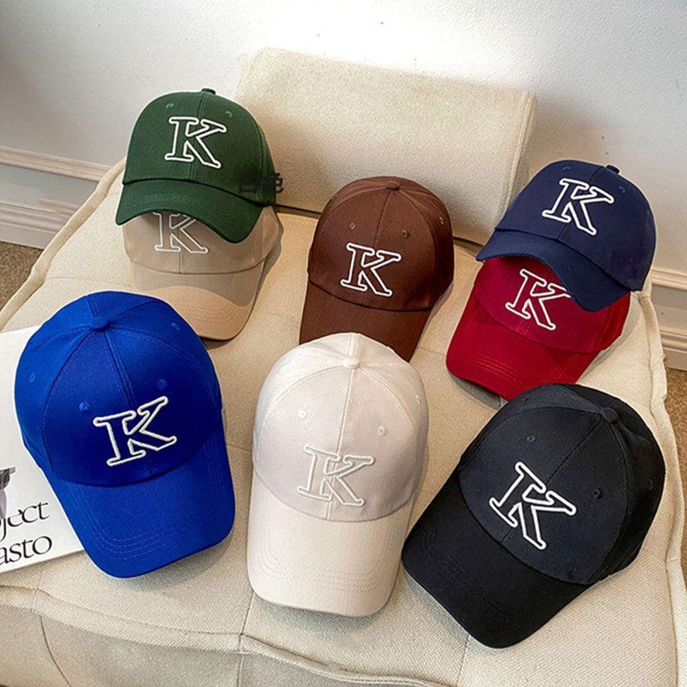 Soft Cotton Baseball Cap K Letter Embroidery Peaked Cap Fashion Dad Hat