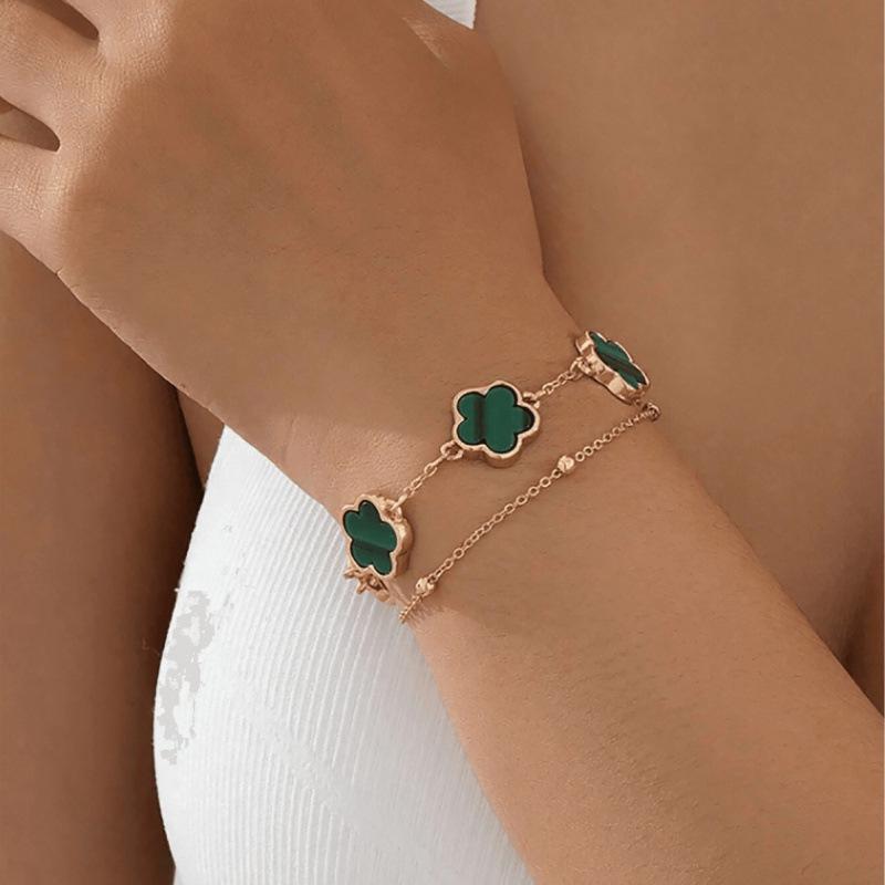 Chic Four-Leaf Clover Metal Chain Bracelet