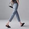 SOFSIL Women's Raw Edge Cropped Straight Jeans
