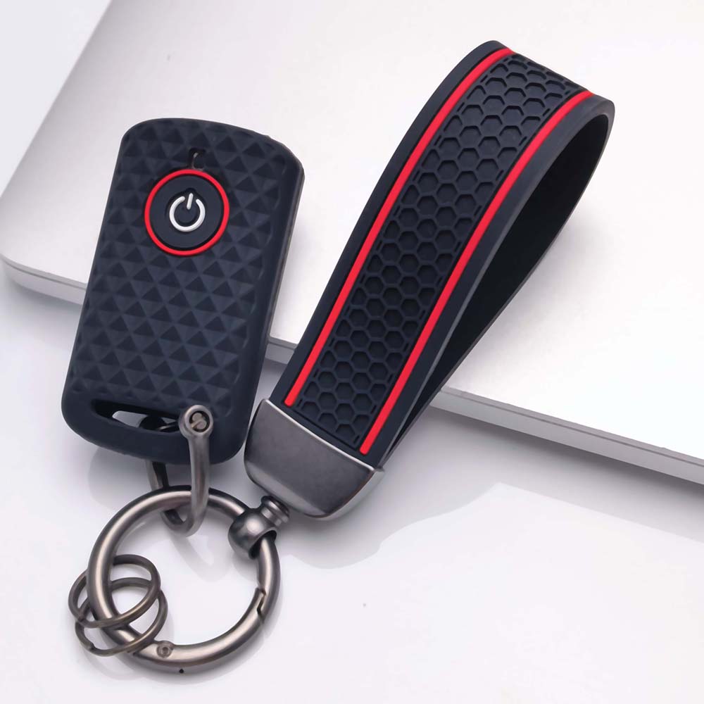 Silicone Key Fob Cover with Wrist Keychain Compatible with Yamaha NMAX Aerox NVX XMAX QBIX Mio Gravis XSR 155 300 400 900