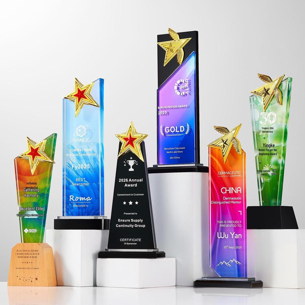 Crystal Trophy: Five-Pointed Star Metal Award for Children's Basketball and Outstanding Employee Excellence