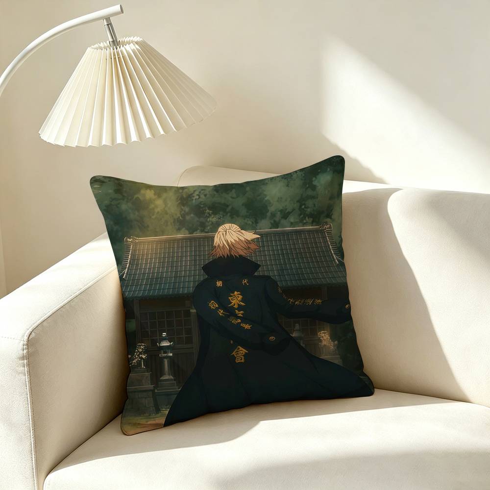 M-Manjiro Sano Tokyo Revengers  Pillow Case Square Double-Sided Sofa Cushion Cover Bedroom Bedside Pillow