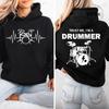 Autumn Fleece Hoodie Drum Heartbeat Print Hooded Drummer Fashion Sweatshirt Long Sleeve Top Drumming Music Musician Band Hoodies