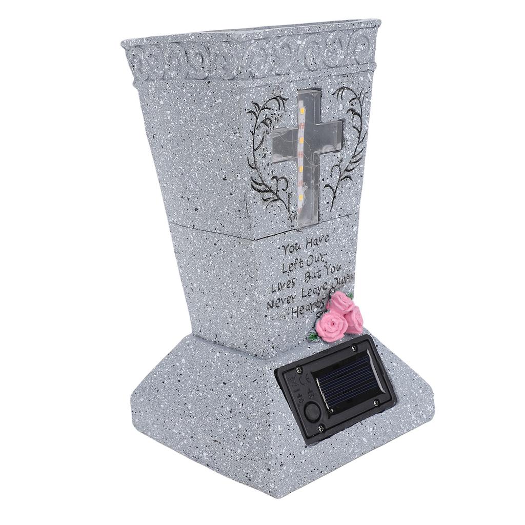 Vaso Solare per Tomba Cimiteriale, Vaso per Lapide in Resina con Picchetti per Terra Portafiori per Lapide Cimiteriale Uso Esterno