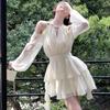 Vestido dulce de verano con hombros descubiertos, elegante, de manga larga, con volantes, vestidos de fiesta