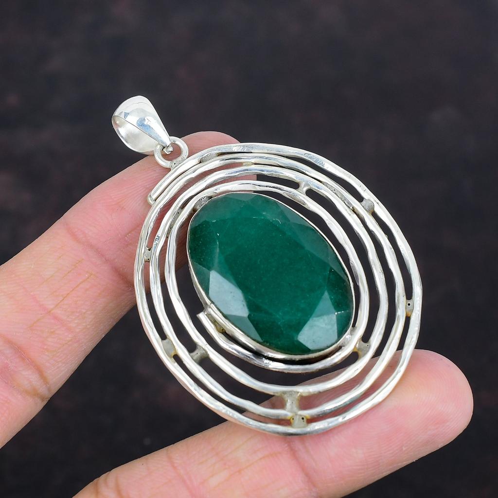 Faceted Zambian Emerald Pendant Top Quality Gemstone Pendant 925 Sterling Silver Pendant Elegant Jewelry Handmade Pendant Engagement Gifts