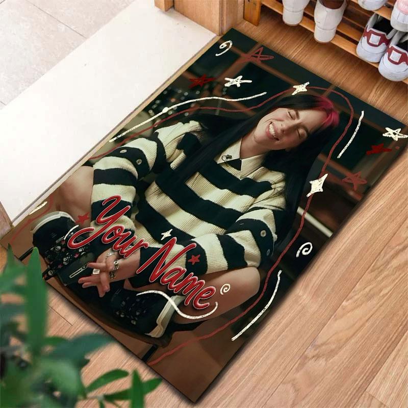 Billie Eilish Custom Name Carpet Rug for Living Room Bedroom Home Sofa Decoration,Kids play Non-slip Floor Mat