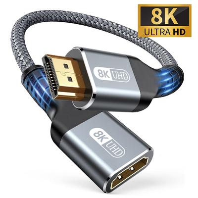 HDMI 2.1 8K Male To Female Cable HDMI Extension Braided Cord 8K@60Hz 4K@240Hz Extender Adapter for Roku TV PS5 HDTV Blu-ray