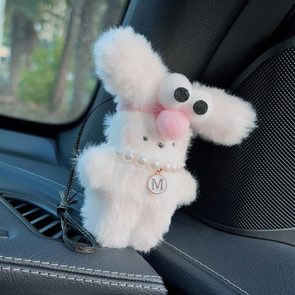 Cute Plush Rabbit Pendant Soft White Rabbit Keychain Stylish Rabbit Pendant Lightweight for Car or Backpack Decorations
