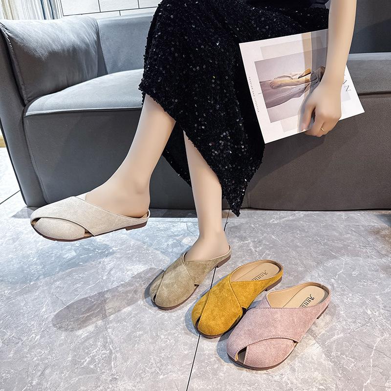 Baotou Half Slippers Women's Outer Wear 2025 New Summer Flat-bottomed Lazy One-pedal Soft-soled Birkencool Slippers