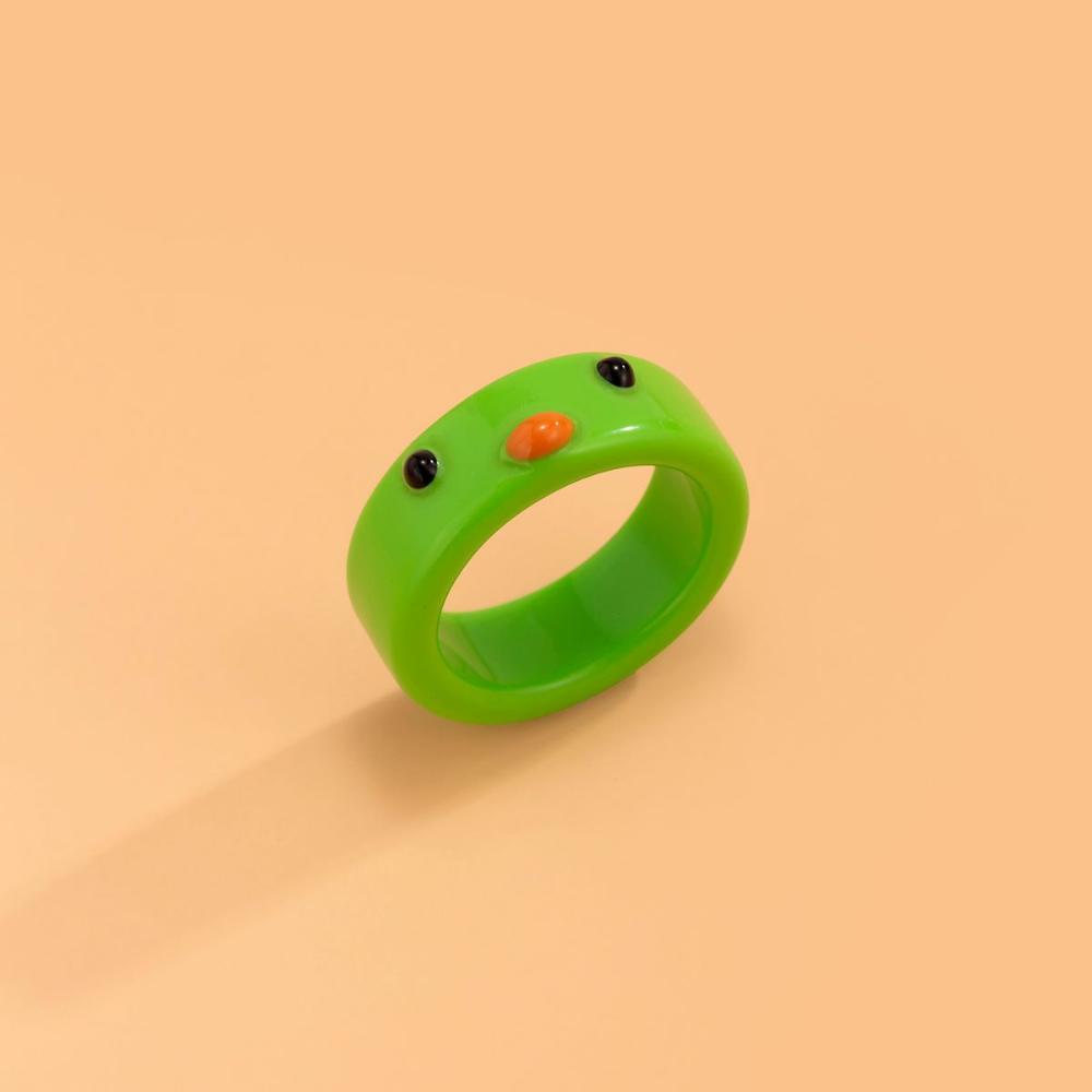 Cute Colorful Contrast Animal Girls Chick Resin Ring Acrylic Frog Finger Rings Fashion Jewelry