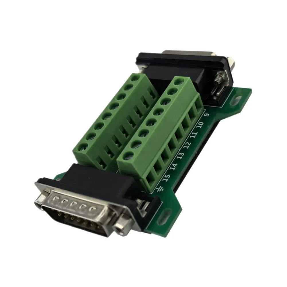DB15MF-A Terminal Block Adapter Board Featuring Solderless Male Female Connectors for Electronic Wiring Projects