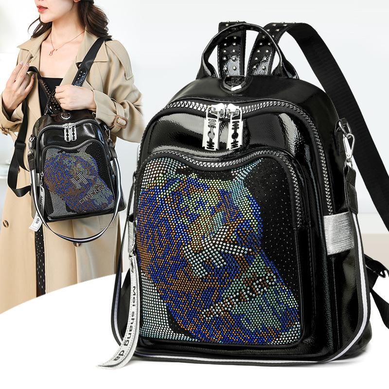 Stitched Diamond Shoulder Bag - Fashionable, Versatile, Unique, Big Eyes, Stylish, Large Capacity, Dual-purpose Backpack