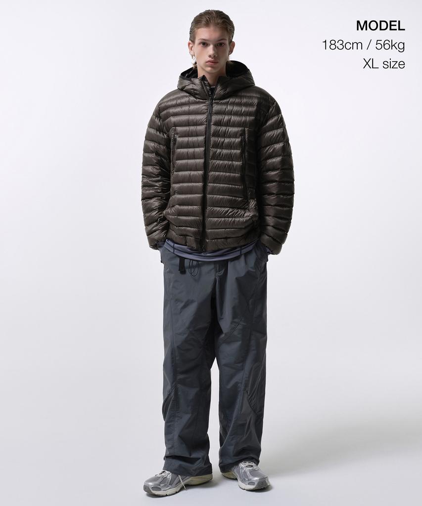 Musinsa Standard [City Leisure] Sheer Ripstop Hooded Light Down Jacket [Mud Grey]