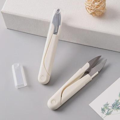 Portable Stainless Steel U-Shaped Cross Stitch Trimmer Scissors with Cover