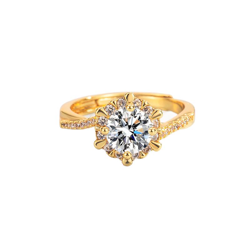 Imitation Silver Star Weave Moissanite Ring: One Carat Adjustable Twisted Arm Women's Jewelry