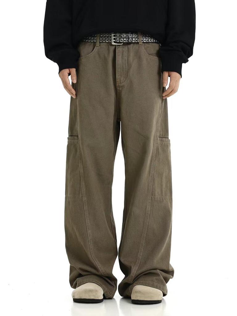 Maillard Retro Braun Stich Unisex Latzhose - Lässige Nischendesign Jeans