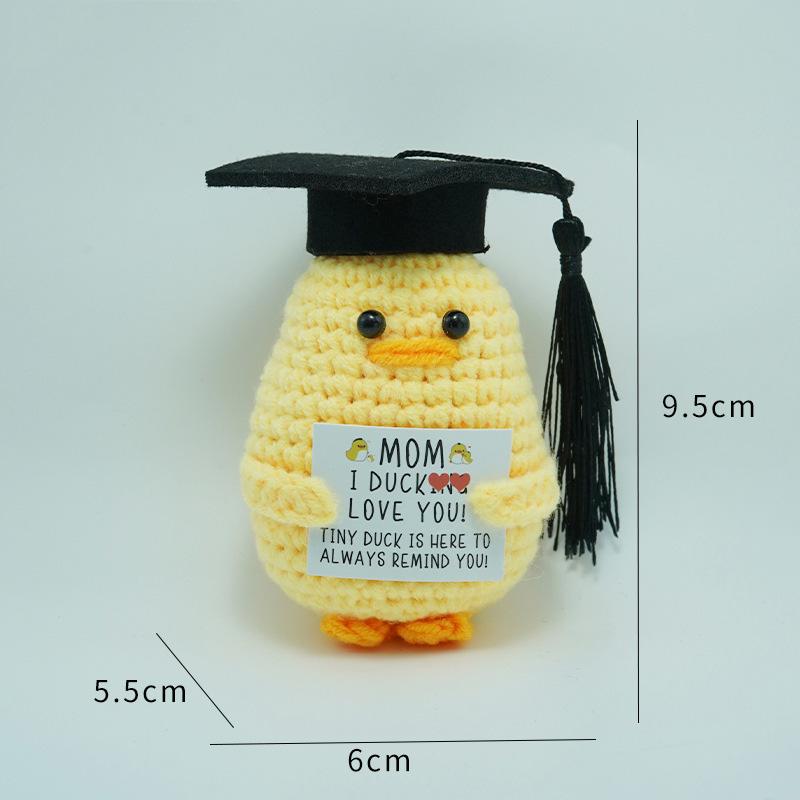 Funny Positive Crochet Dr Potato Doll Desktop Ornament Handmade Cheer Emotional Support Positive Duck with Card Home Party Decor