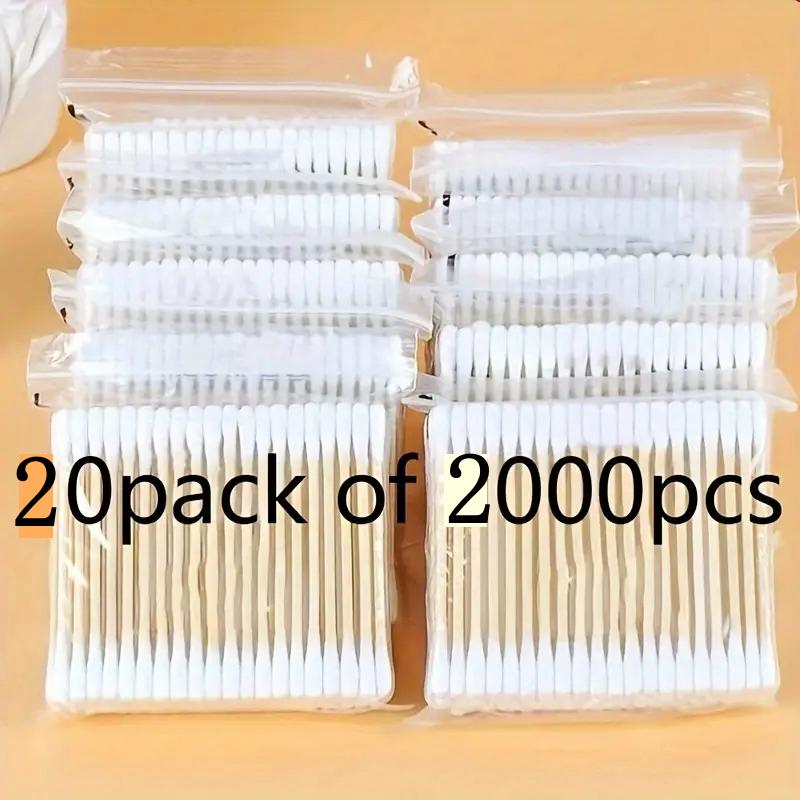 2000/1000pcs Unscented Cotton Swabs, Double-Headed, Wooden Stick, Makeup Removal & Cleaning Ear Cotton Swabs
