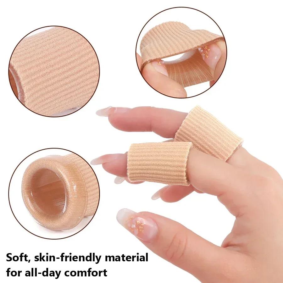 Soft Fabric Silicone Toe Sleeves Breathable Gel Protector Tubes Corn Blister Cushion Toe Separators for Foot Care