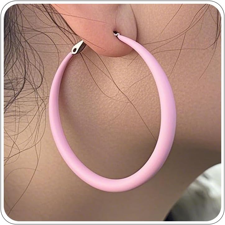 Neon Hoop Earrings for Women Exaggerated 80s 90s Colorful Chunky Statement Hoops Earring Lightweight Hypoallergenic Big Hoops for Glow Party Outfits
