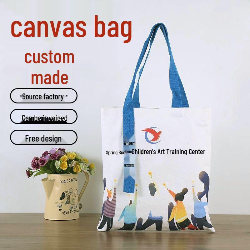 High-Grade Canvas Tote Bag with Printed Logo - Large Capacity, Three-Dimensional Design