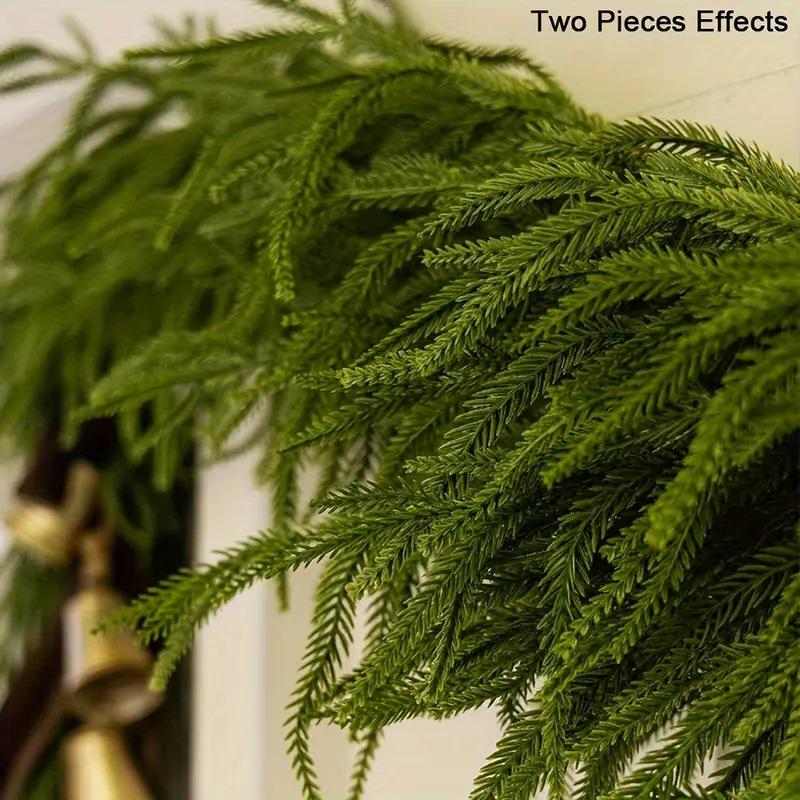 2025 Luxury Norfolk Pine & Rattan Christmas Decor with Soft Touch Rubber Cypress Leaves and Pine Needles