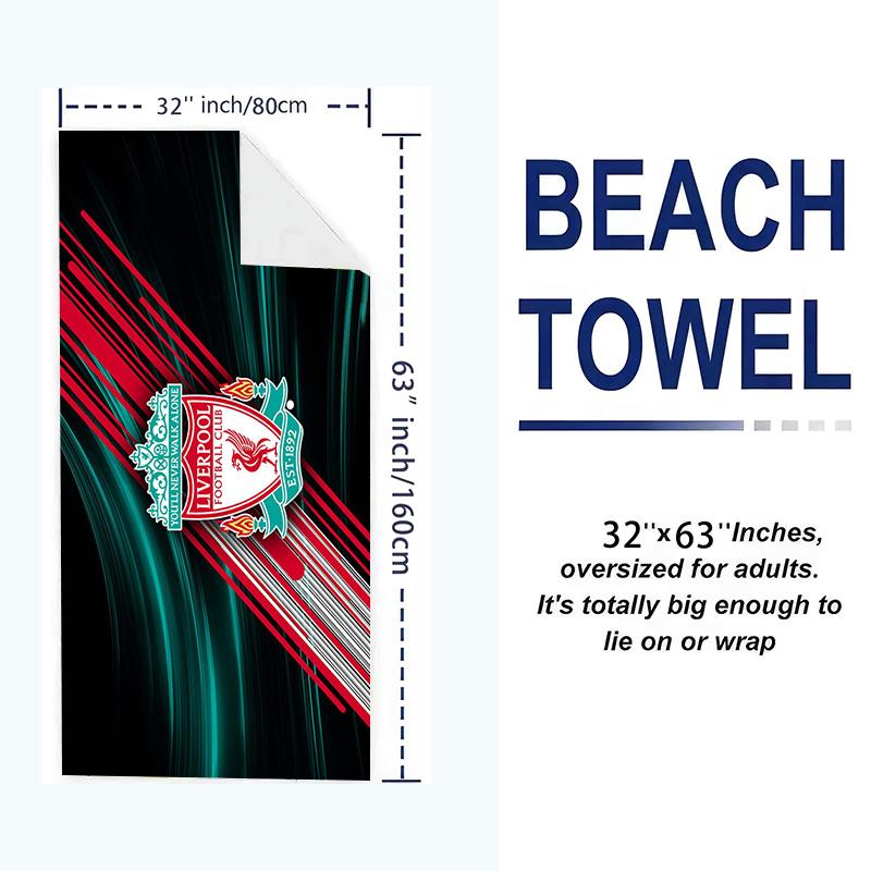 Liverpool Football Club Print Beach Towel, Large Soft Quick Dry Towel for Beach Camping Swimming