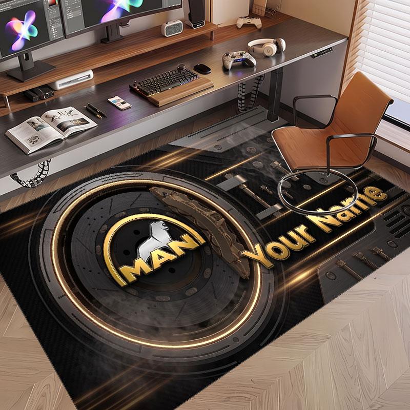 Custom Rug MAN Truck Pattern Print Name Text Soft Non‑Slip Floor Carpet for Home Indoor Decoration