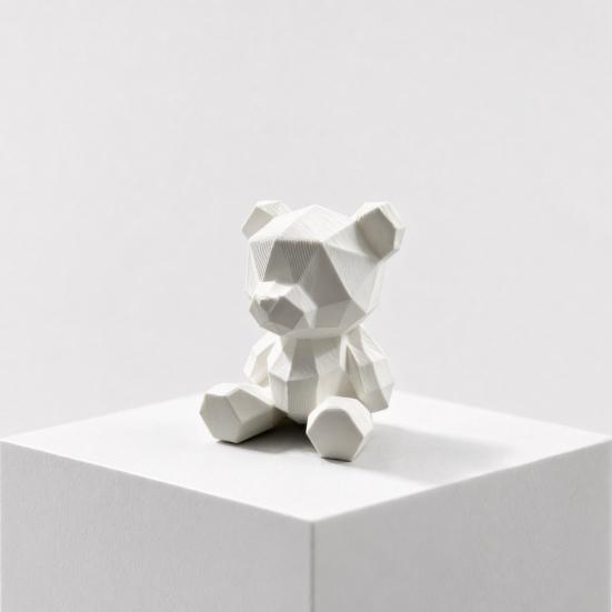 baizihuahu Polygon Bear Statue, Hand-Paint 3D Printed Ornament, Poly Geometric Nordic Style Sculpture, for Living Room Desk Home Decor