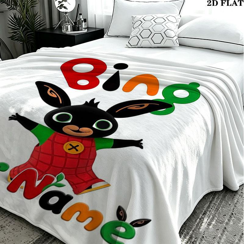 1PC Bing Custom Name Patterned Flannel Blanket Suitable For All Seasons for Home Decor Warmth and Comfort Gifts Holiday Present