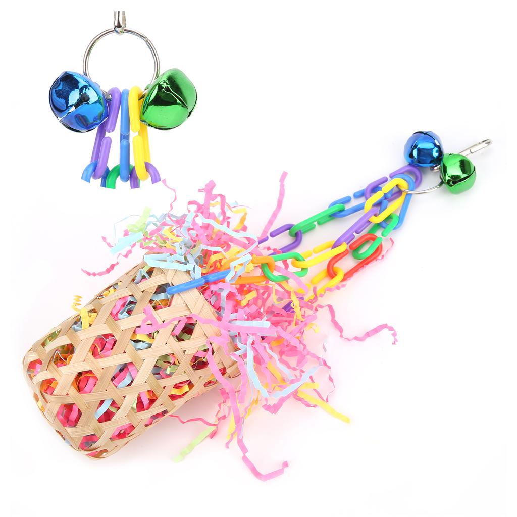 Bird Chewing Toys Colorful Shredder Basket Chewing Toys Foraging Hanging Basket for Parrots