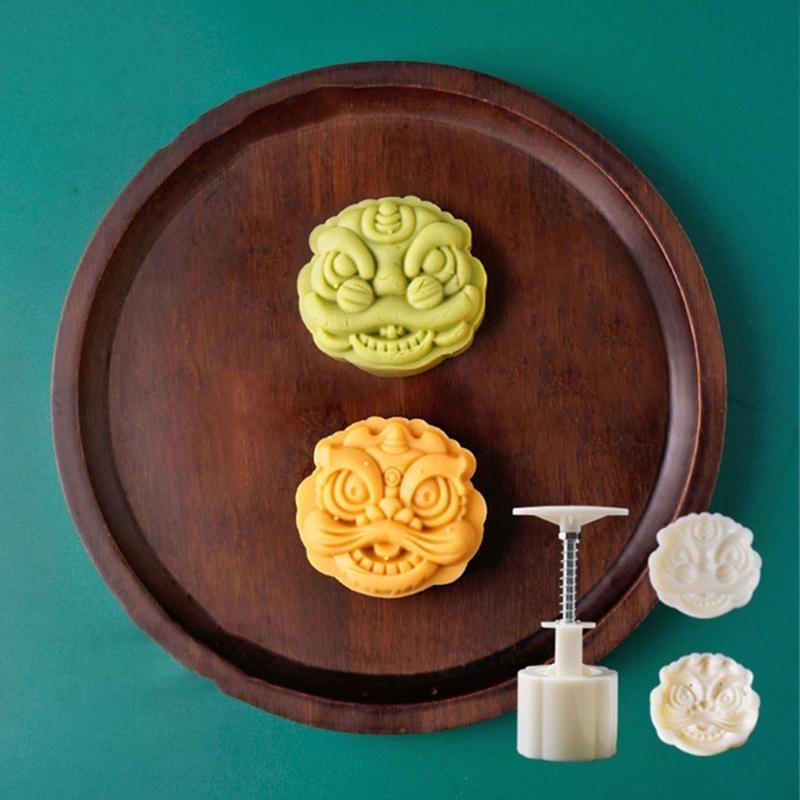 Plastic Mooncake Mold 75g Lion Stamps Biscuit Cookie Cutter Mould DIY Fondant