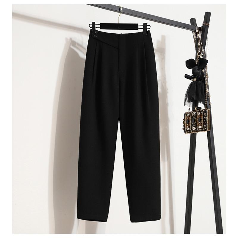 DIMANAF 2024 Plus Size Long Pants Spring Women Elastic Harem Loose High Waist Vintage Loose Casual Basic Solid Trousers Grey Pants 5XL