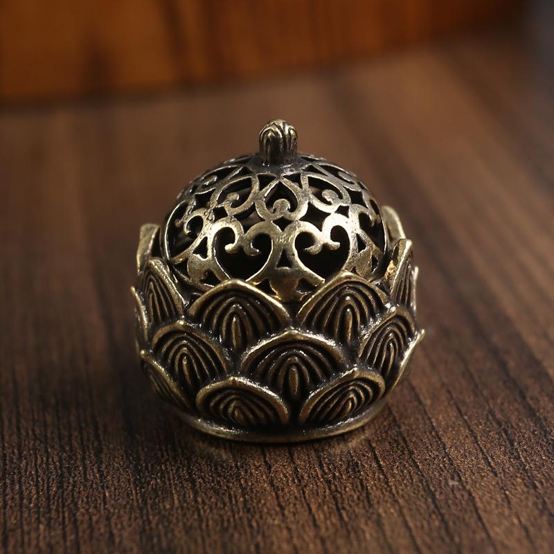 

Латунный полый лотос ретро старый офисный настольный креативный аромалампа аромалампа чистая медь металл медная посуда