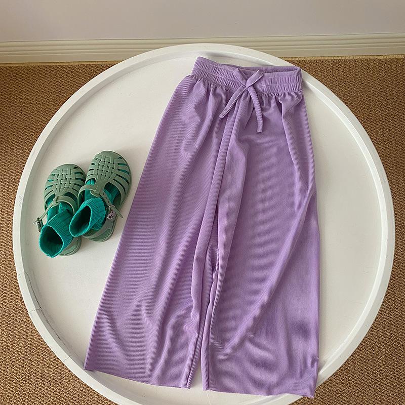 Girls' Ice Silk Wide Leg Pants Summer Korean Children's Loose Pants Baby Elastic Casual Pants