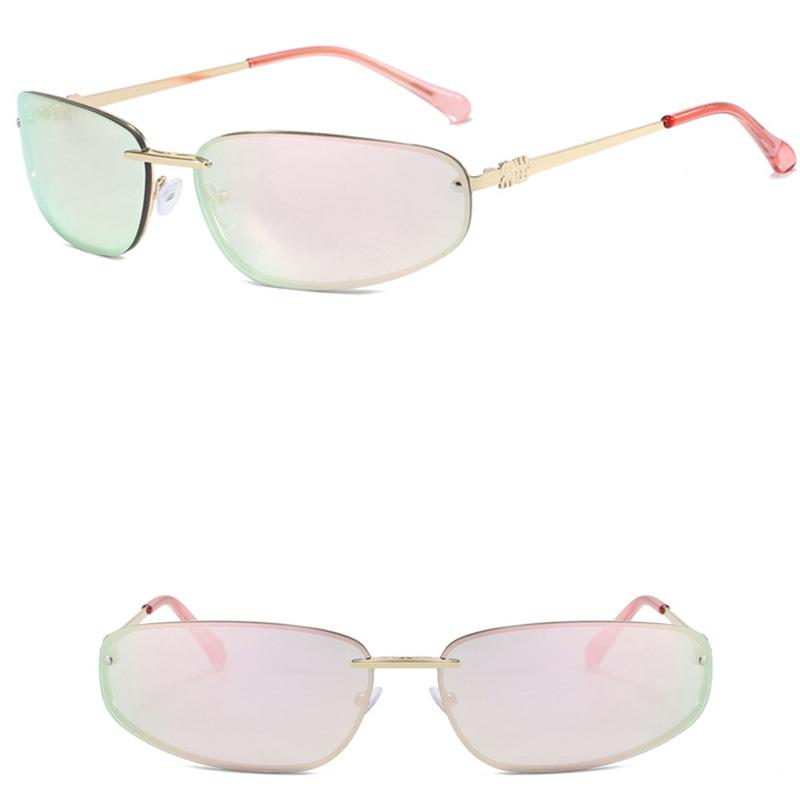 Fashion Women's Sunglasses Y2K Style High-end Metal Frameless Oval Outdoor UV Resistant Shades