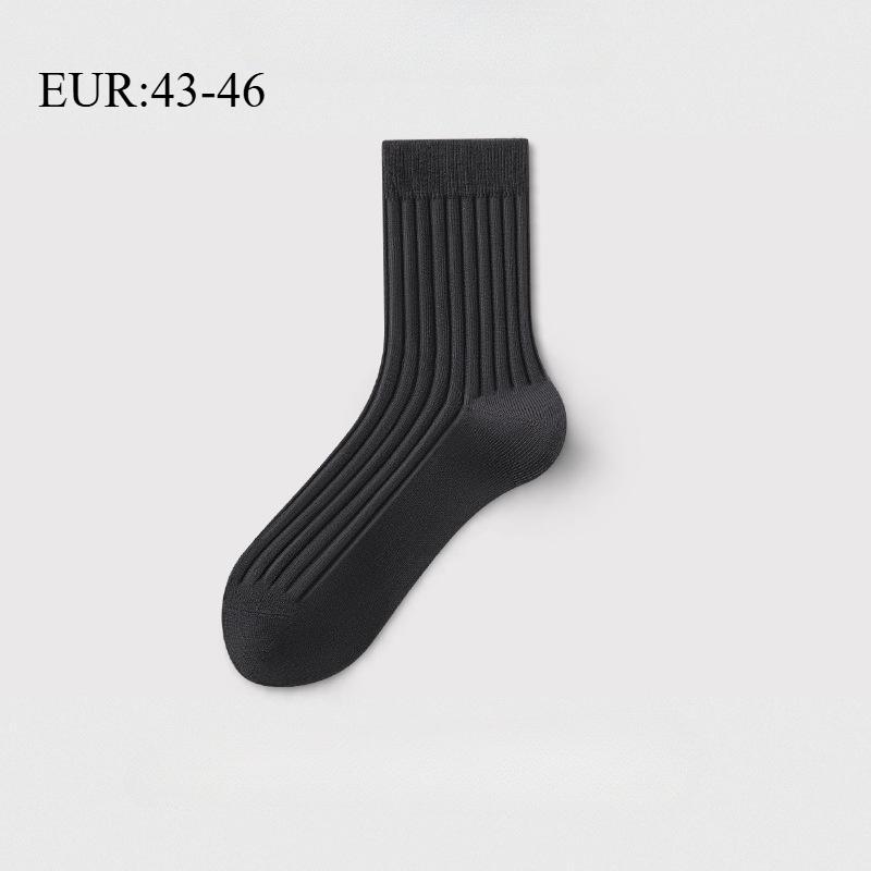 36-46 Plus høykvalitets bomullssokker for menn, middels vertikal stripe, pustende sportssokker