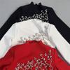 European and American Studded Bandage Long Sleeve Evening Gown - Slim Fit Socialite Party Dress