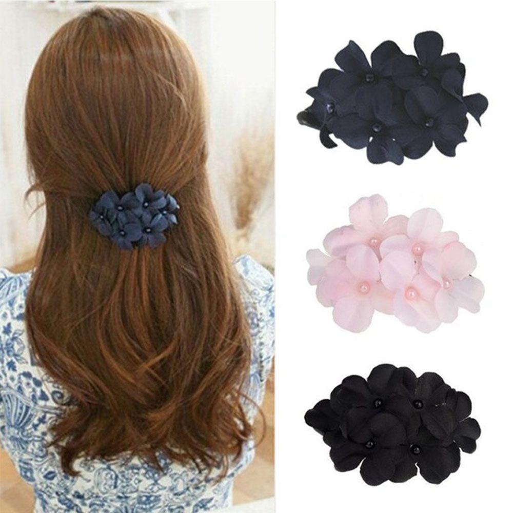 

Ponytail Holder Handmade Fashion Barrette Flower Rhinestone Hair Pins Hair Accessories Hair Clip розовый