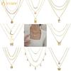 iF ME Fashion Butterfly Lock Heart Pendant Necklace Retro Multilayer Gold Silver Chain Choker for Women Accessories Jewelry