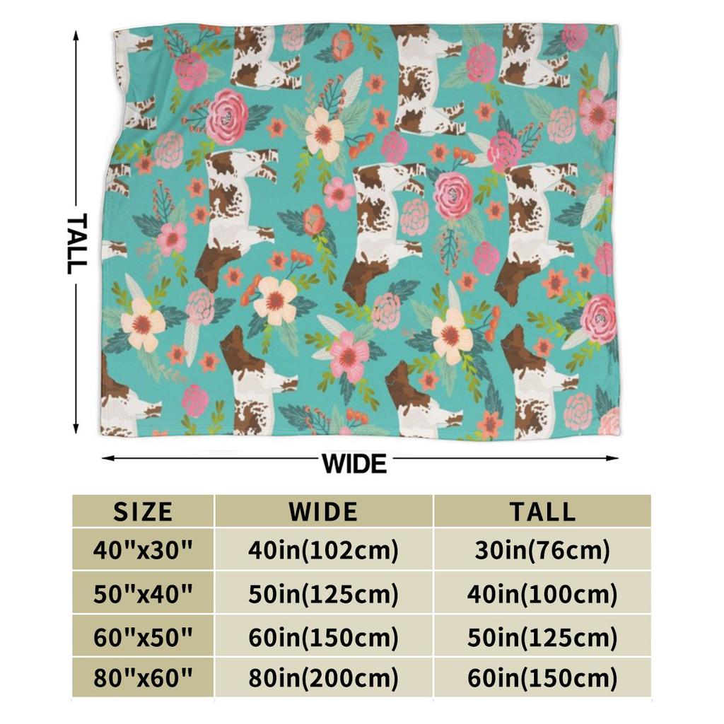 Shorthorn Cattle Breed Farm Homestead Cows Shorthorn Cow Floral Personalized Comfortable Gift An UltraSoft Micro Fleece Blanket