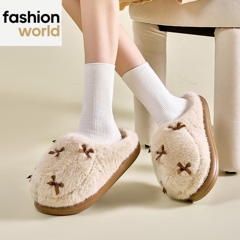 Plush Cotton Slippers Women's Indoor Household Thick-soled Wool Slippers Home Cotton Slippers To Keep Warm Home Slippers