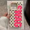Black Polka Dot SWAG Letter Lychee Soft Phone Case For iPhone17 12 Pro Max 13 14 15 16 17 11 Pro 17 Air 15 14 Plus X Xs XR Cover