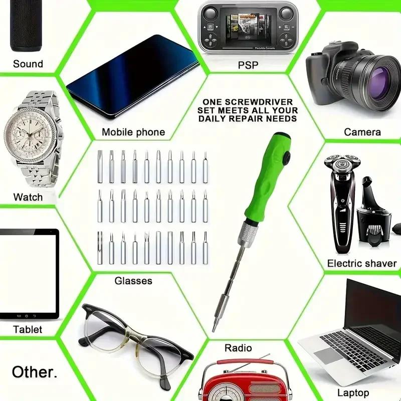 32-in-1 Precision Screwdriver Set – Mini Magnetic Tool Kit with Adjustable Extension Rod for Phone, iPad & Camera Repairs