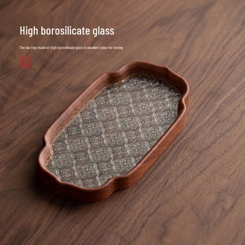 Shangqi Begonia Persimmon Glass Tea Tray