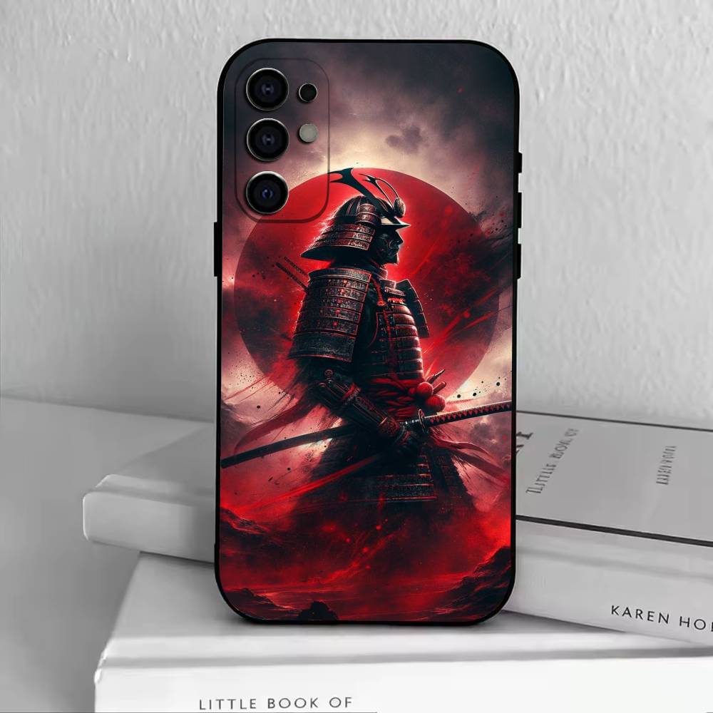 Japanese Style S-Samurai Phone Case Black Silicone Soft For Samsung S25,S24,S21,S22,S23,S30,Ultra,S20,Plus,Fe,Lite